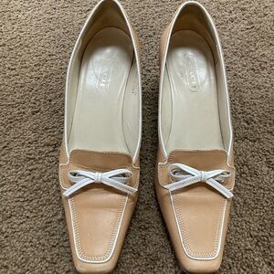 Coach Tan and White Leather heels